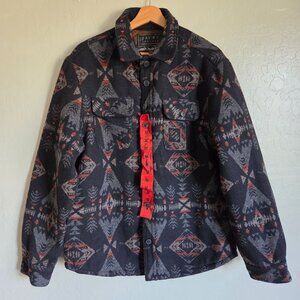 Jachs New York Jacket Aztec Wool Blend Sherpa Lined Shacket Grey Mens Medium NEW